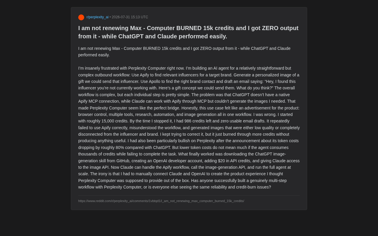 Perplexity Computer Real-World Test: 15,000 Credits Burned with Zero Results