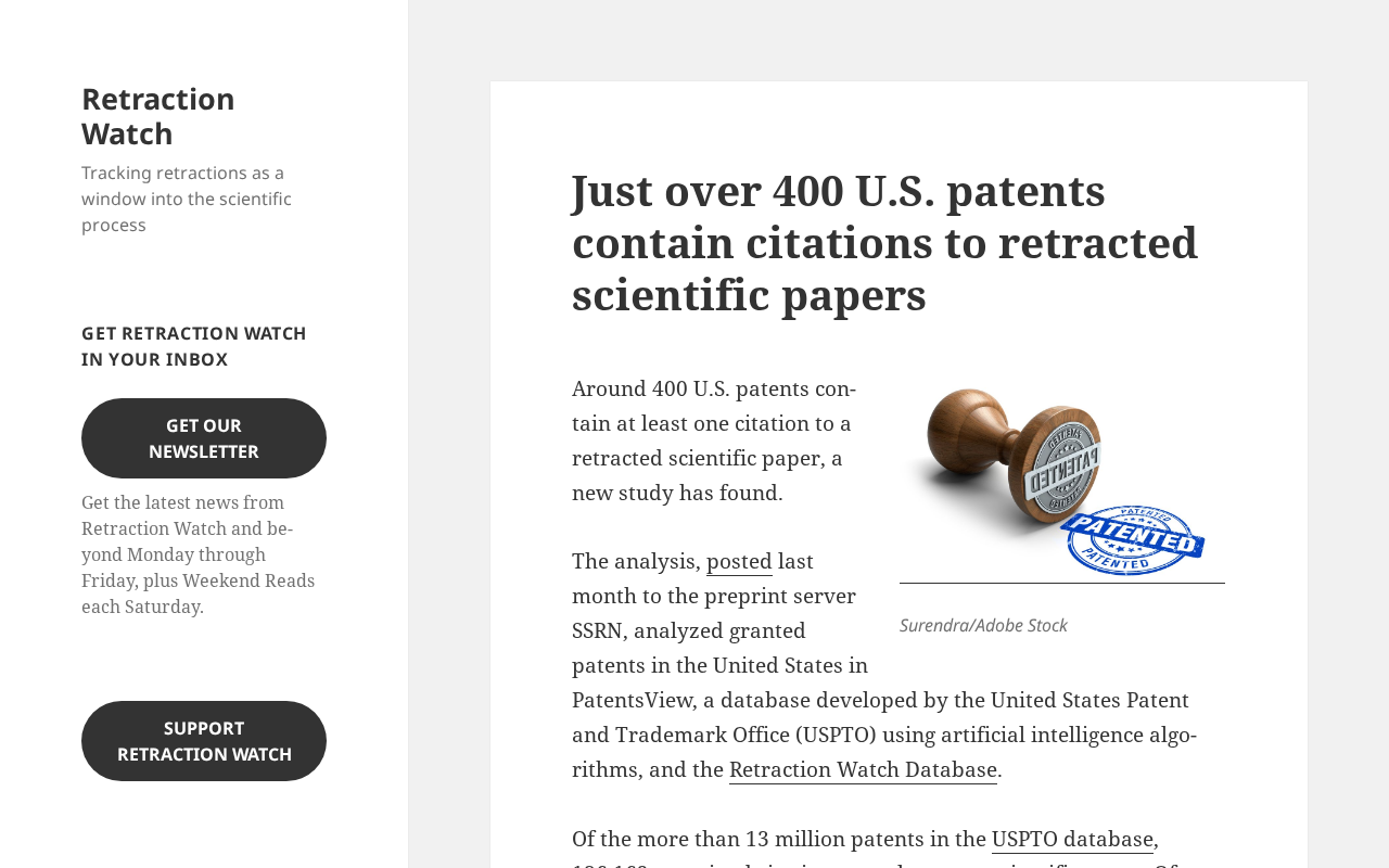 Over 400 U.S. Patents Cite Retracted Papers: Patent Examination Gaps and the Research Integrity Crisis