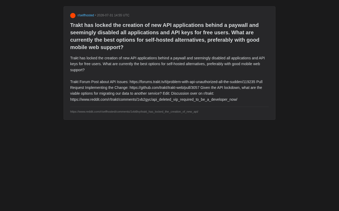 Trakt API Paywall Sparks Outrage: A Roundup of Self-Hosted Alternatives
