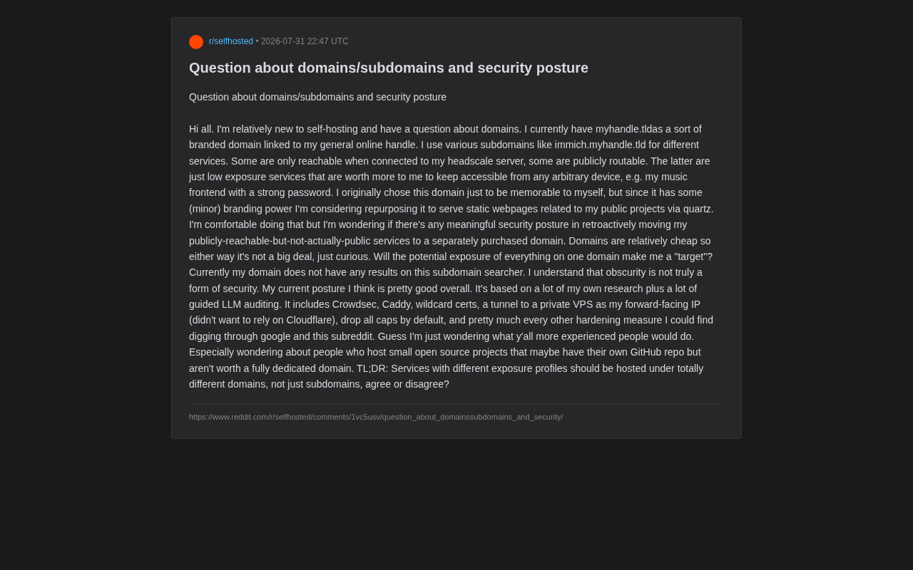 Separate Domains vs. Subdomains for Self-Hosted Services? A Deep Dive into Security Isolation Strategies