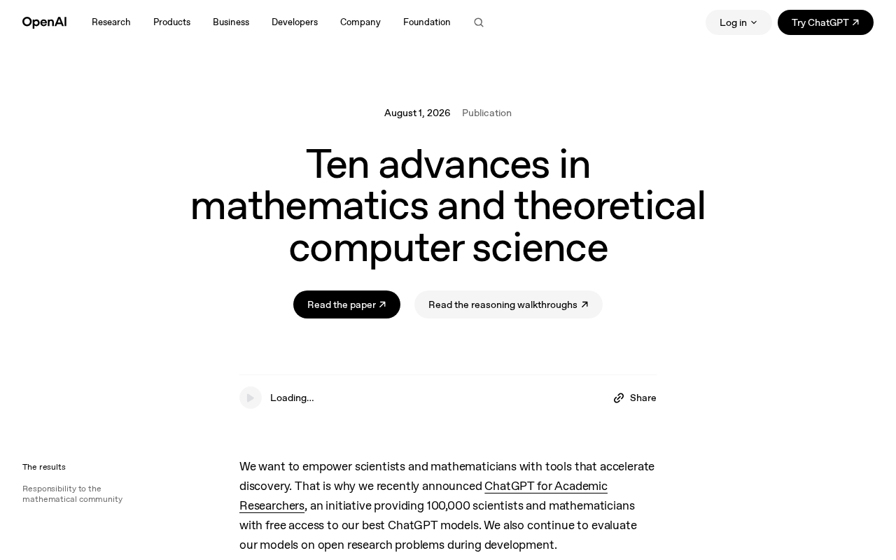 Ten Breakthroughs in Mathematics and Theoretical Computer Science and Their Far-Reaching Impact