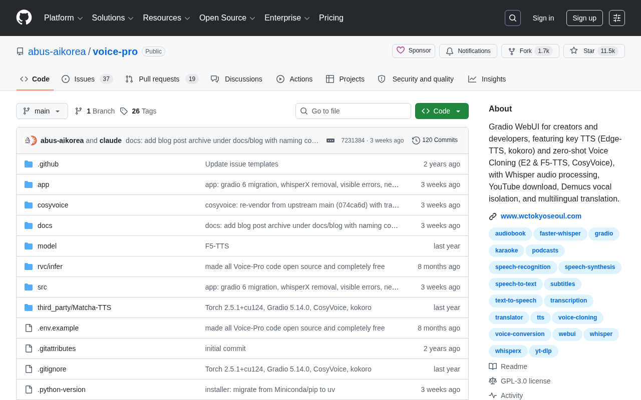 Voice-Pro: An Open-Source AI Voice Tool Integrating TTS, Voice Cloning, and Speech Recognition