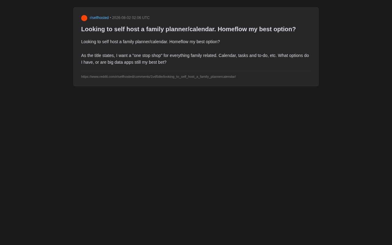 Self-Hosted Family Calendar Solutions Compared: Homeflow, Nextcloud, and Lightweight Alternatives