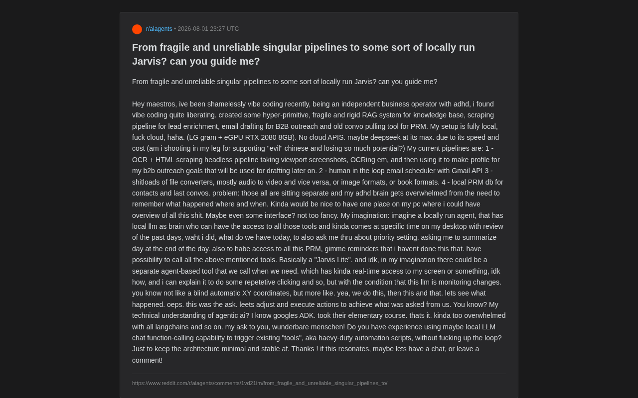 Building a Local AI Agent Architecture: From Scattered Scripts to Your Personal Jarvis