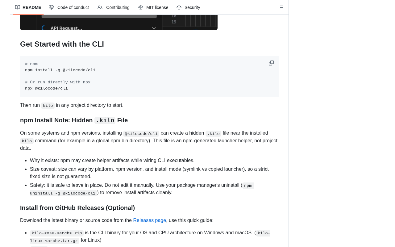 github source: Kilo-Org/kilocode: Kilo is the all-in-one agentic engineering platform. Build, ship, and iterate fas