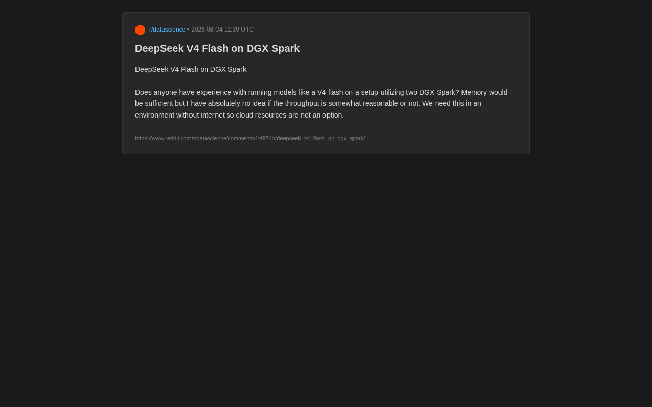 Feasibility Analysis: Deploying DeepSeek V4 Flash on Dual DGX Spark Systems