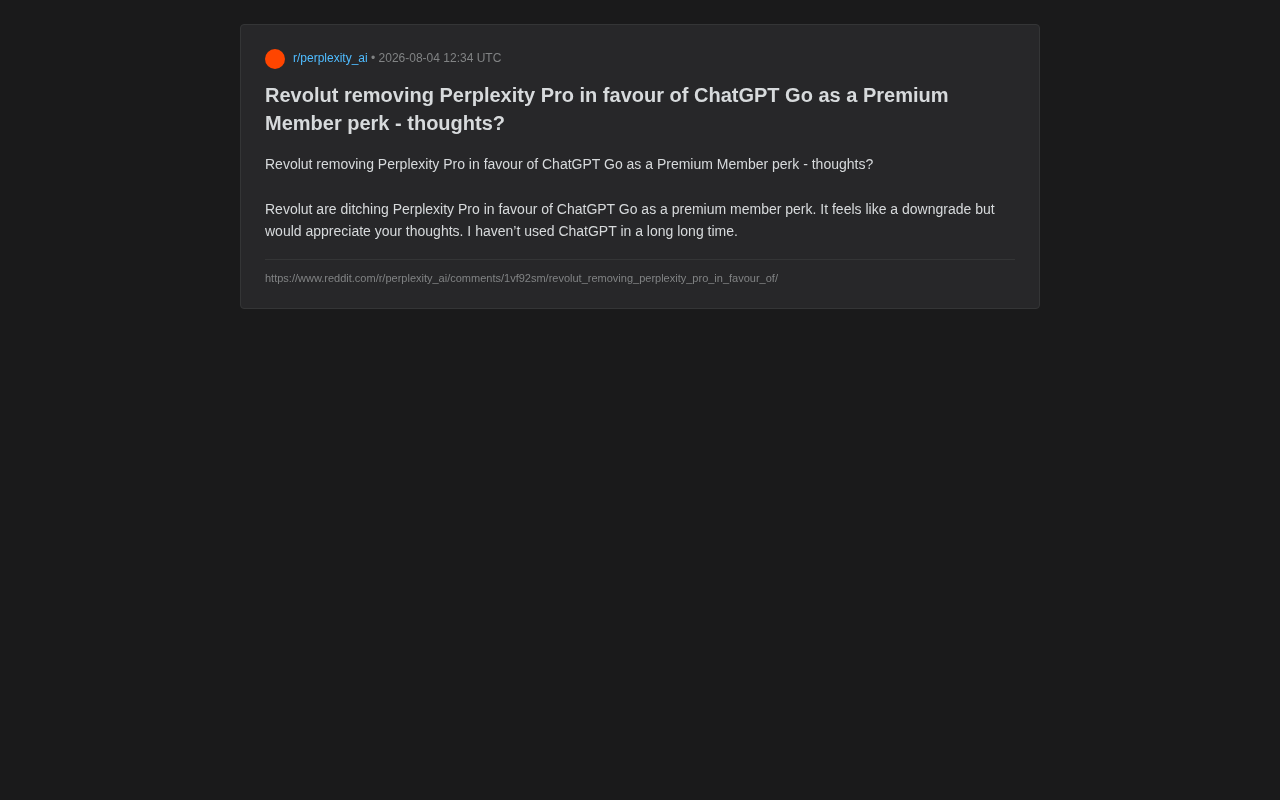 Revolut弃Perplexity改赠ChatGPT Go,是升级还是降级?