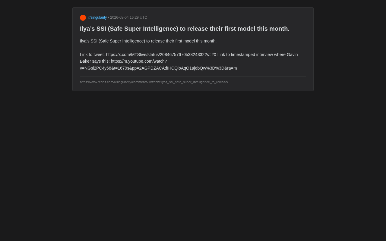 Ilya Sutskever's SSI May Release Its First AI Model This Month