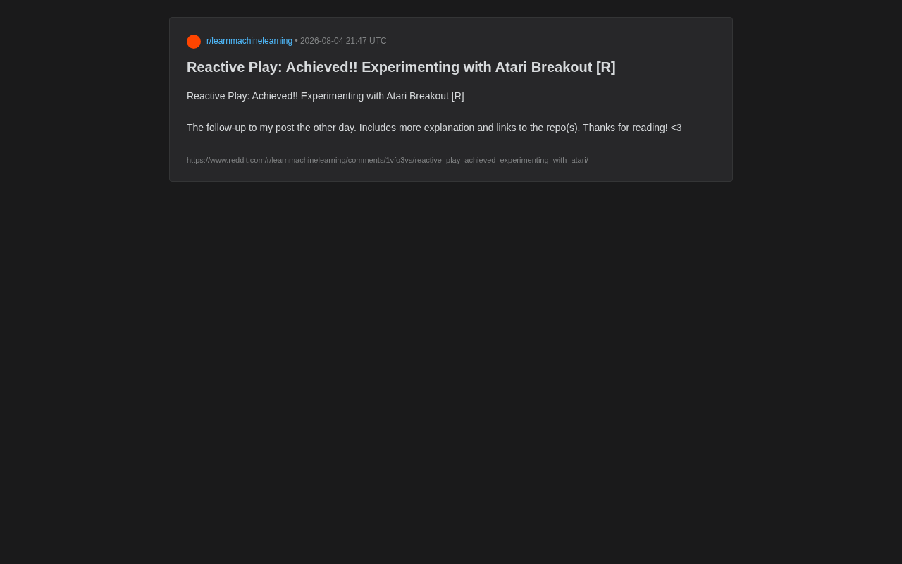 Reactive Game AI in Practice: Implementing Atari Breakout from Scratch with Deep Reinforcement Learning