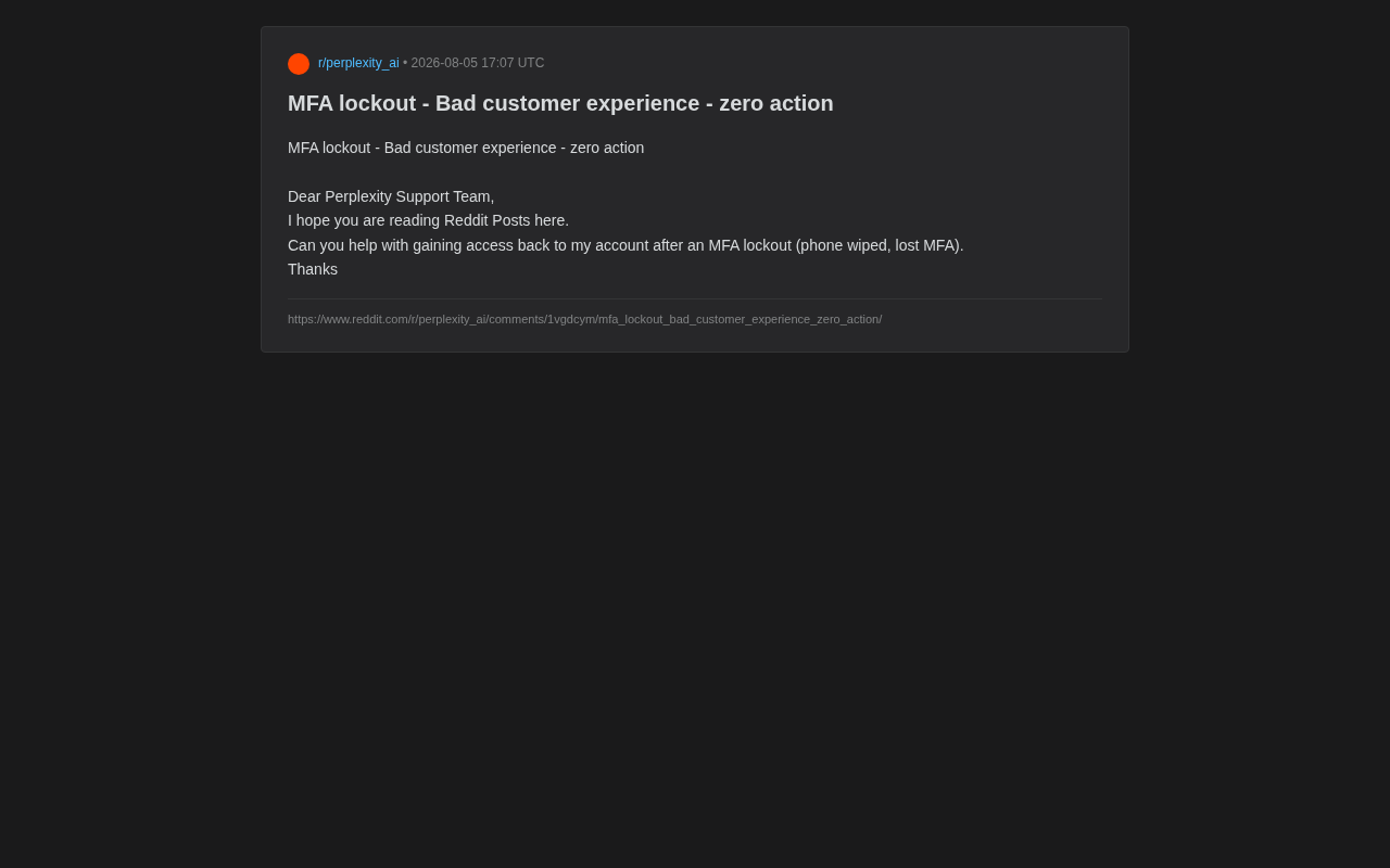 Perplexity MFA Lockout: What to Do When You Can't Recover Your Account