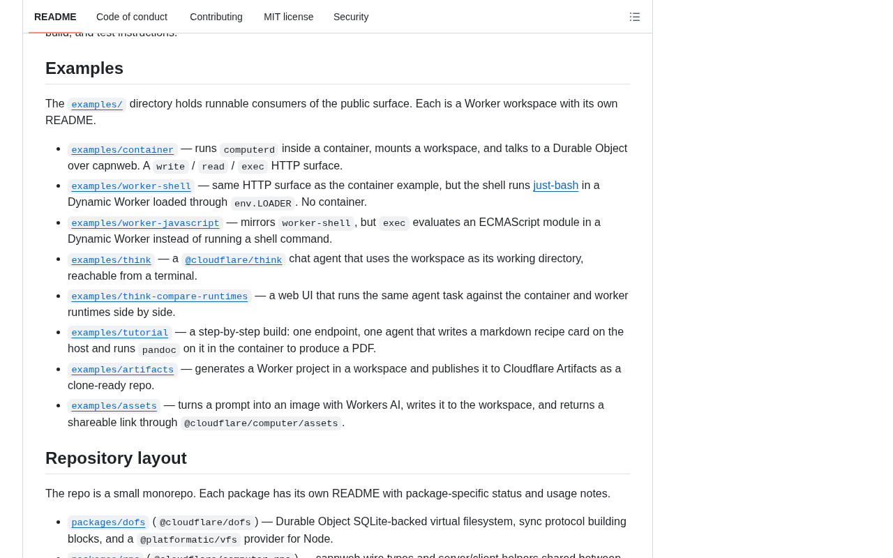 github source: cloudflare/computer: Give your agent a computer 👾