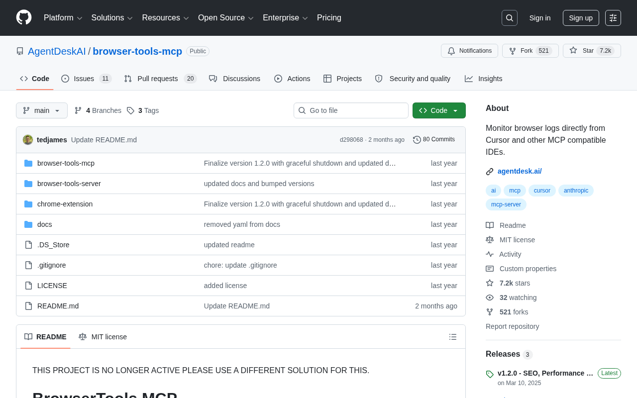 Browser Tools MCP:让Cursor直接读取浏览器日志的调试神器