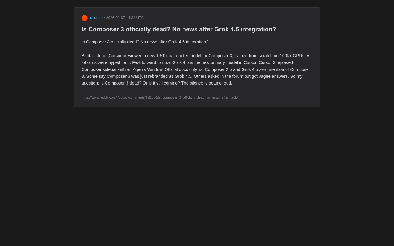 The Mystery of Composer 3's Disappearance: Replaced by Grok 4.5 or Still in Development?
