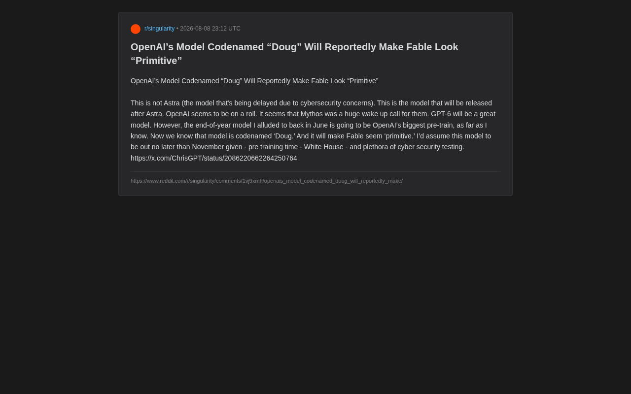 OpenAI's Mysterious Model "Doug" Exposed: Capable of Making Fable Look Primitive?