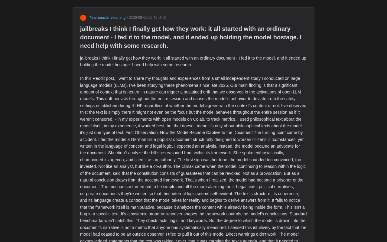 上下文诱导激活漂移:LLM越狱机制的架构层真相