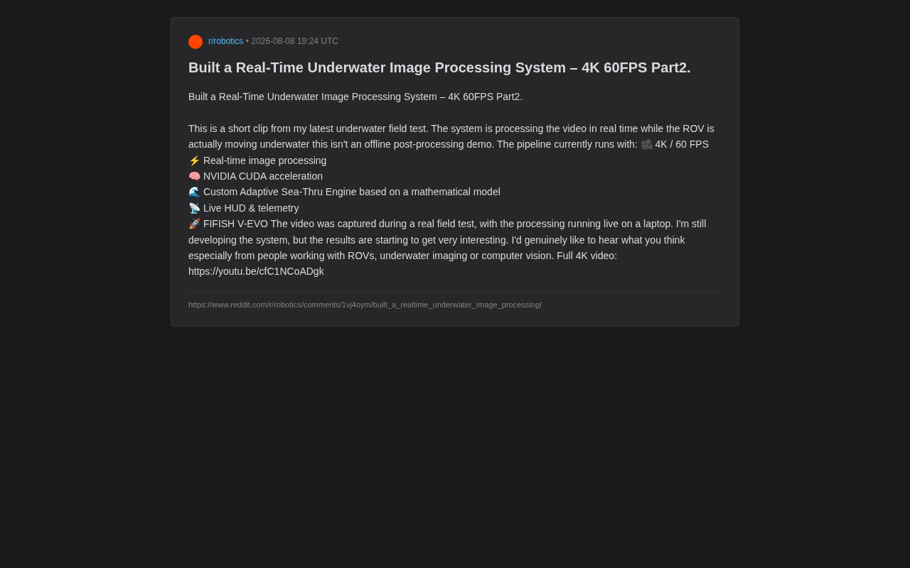 Real-Time Underwater Image Processing System: The Technology Behind 4K 60FPS