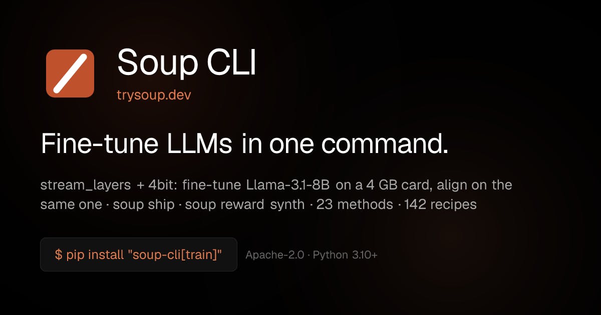 Soup CLI: An Open-Source Tool That Fine-Tunes 8-Billion Parameter LLMs on a 4GB GPU — A Deep Dive