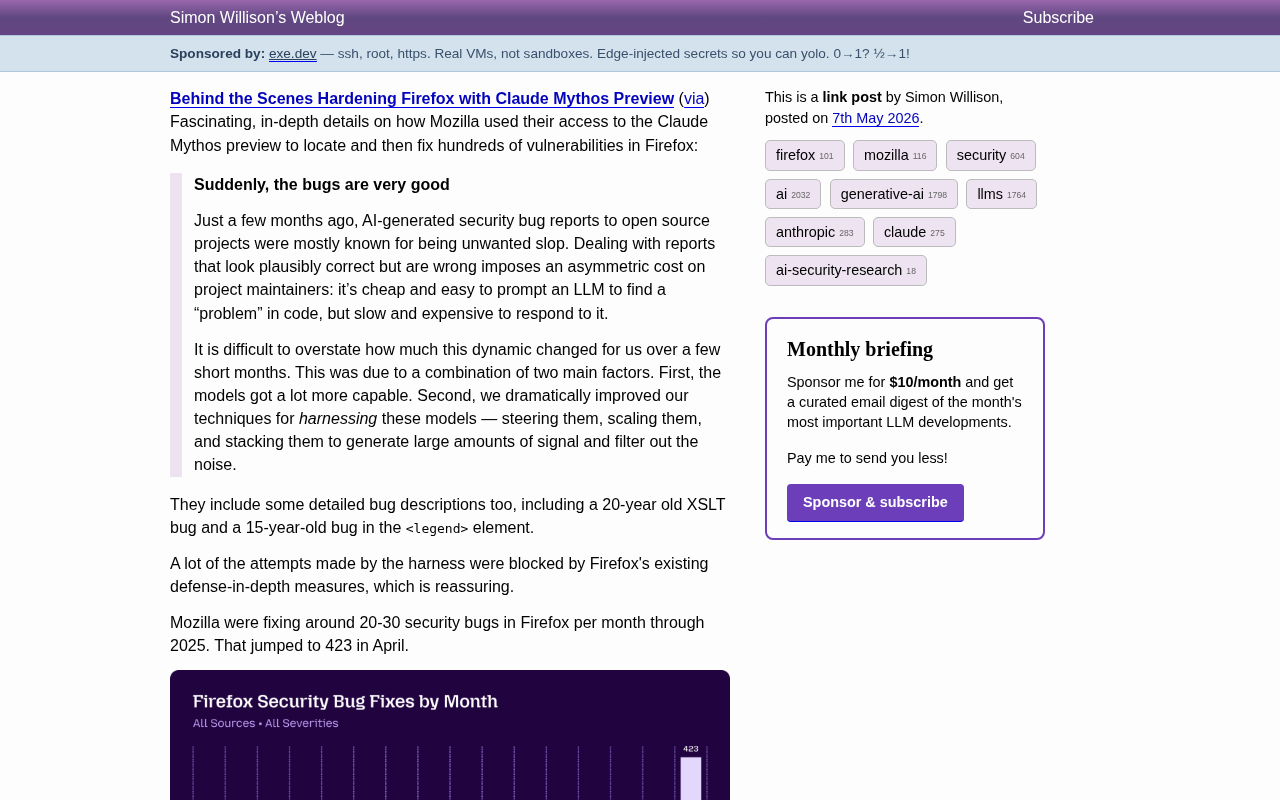 Mozilla用Claude Mythos一个月修复423个Firefox安全漏洞