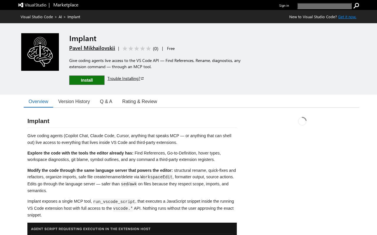 Implant: Letting AI Coding Assistants Directly Call VS Code APIs