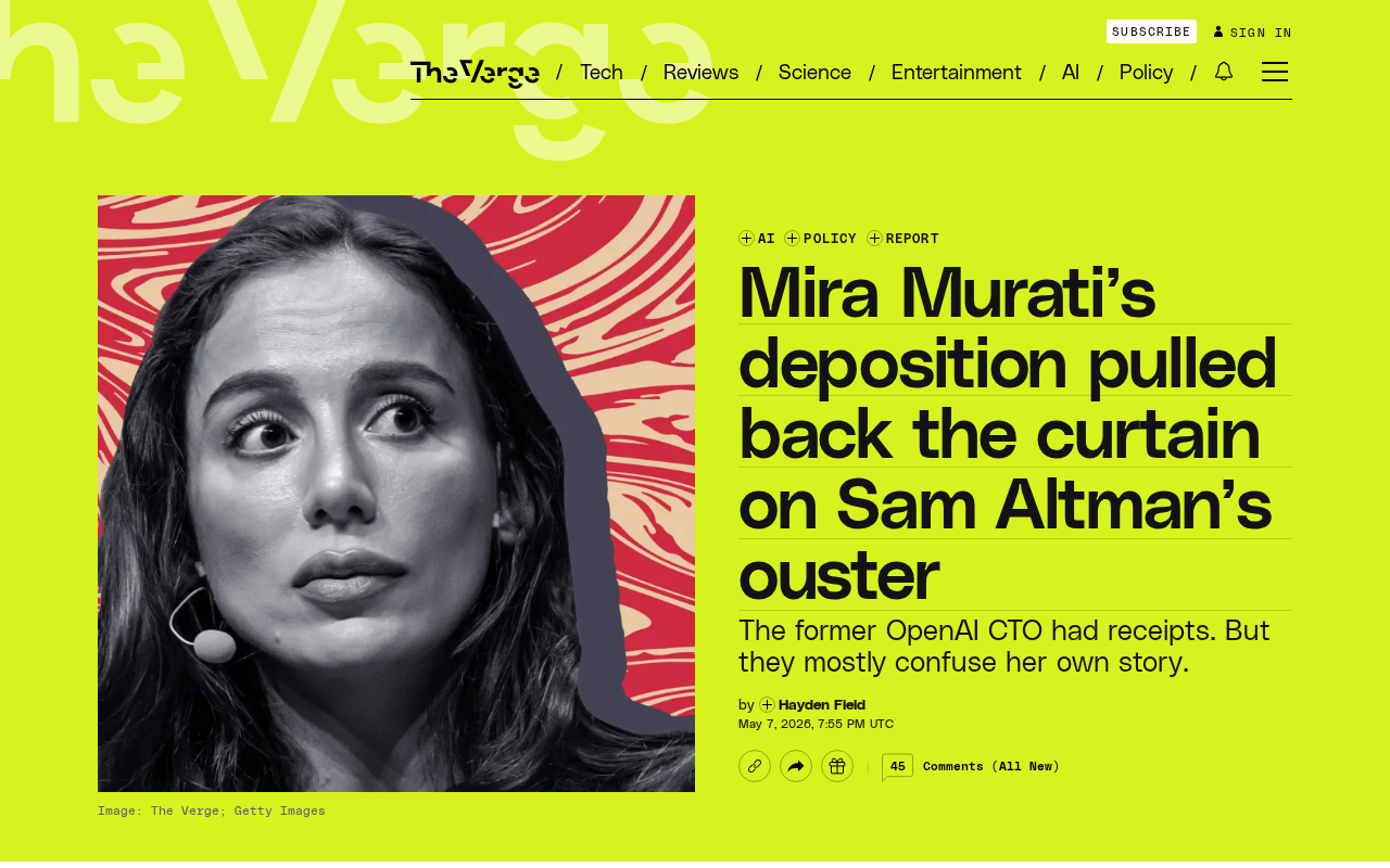 Mira Murati证词揭露Altman被OpenAI罢免真相