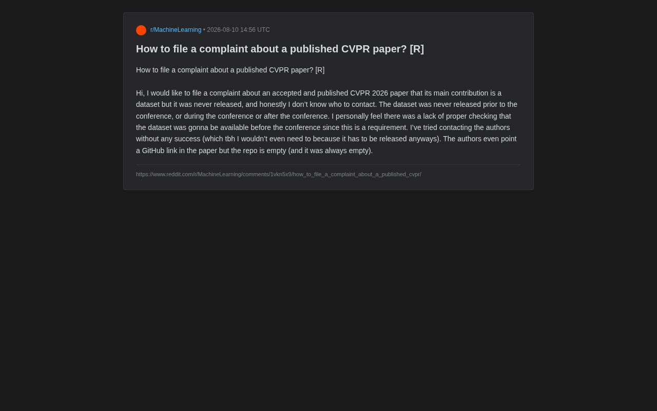 CVPR论文数据集未发布:学术诚信与可复现性危机