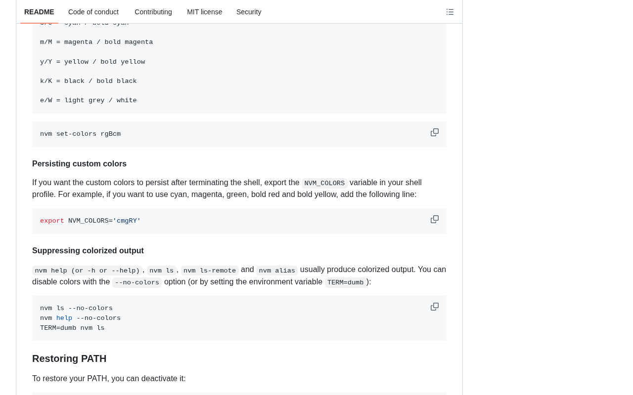 github source: nvm-sh/nvm: Node Version Manager - POSIX-compliant bash script to manage multiple active node.js ver