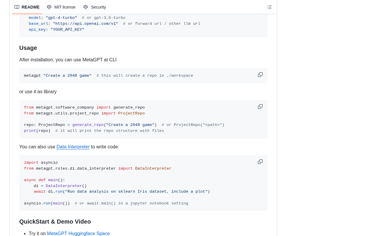 MetaGPT framework overview