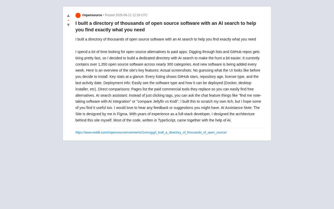 AI Search + 1,350 Open Source Software Directory: Find Alternatives to Paid Apps in One Click