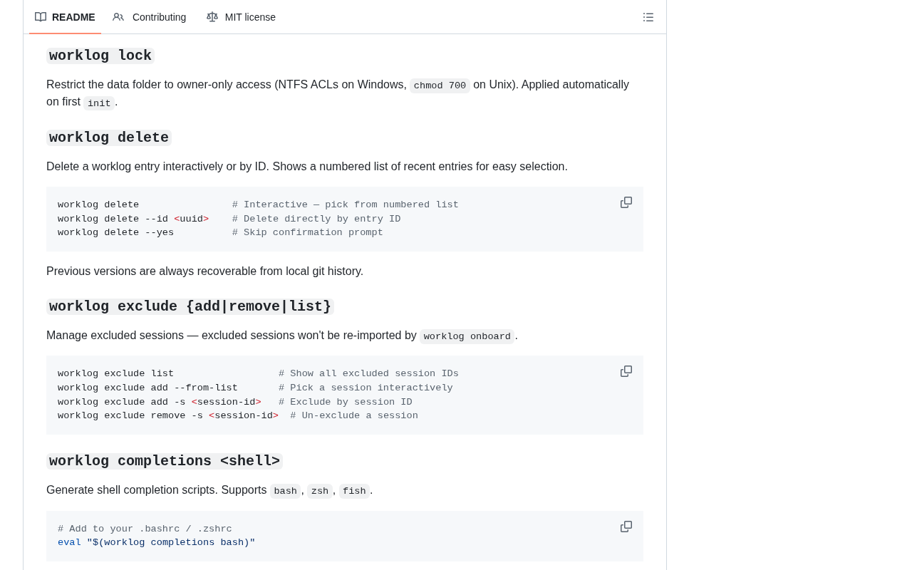 ai-worklog feature overview