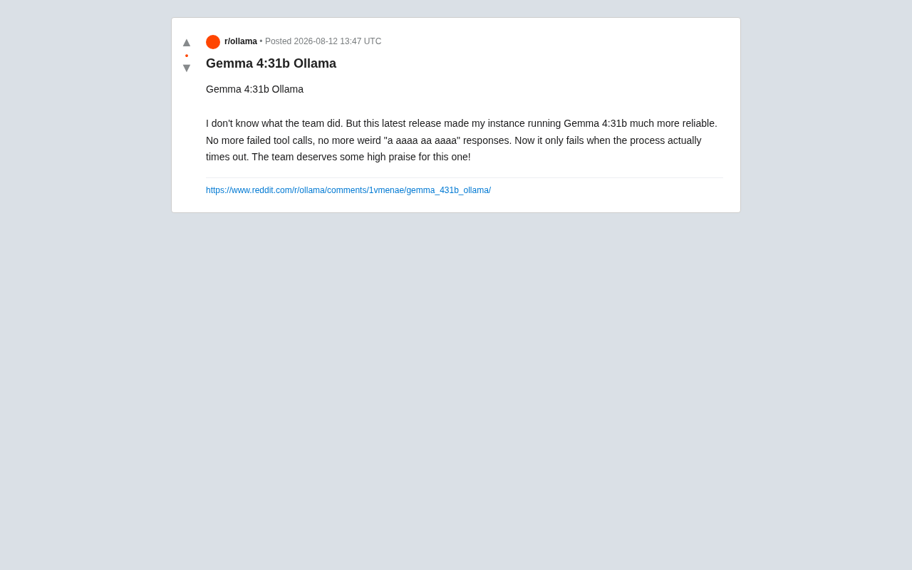 Gemma 4:31b Hands-On: Major Stability Improvements in Ollama Local Deployment