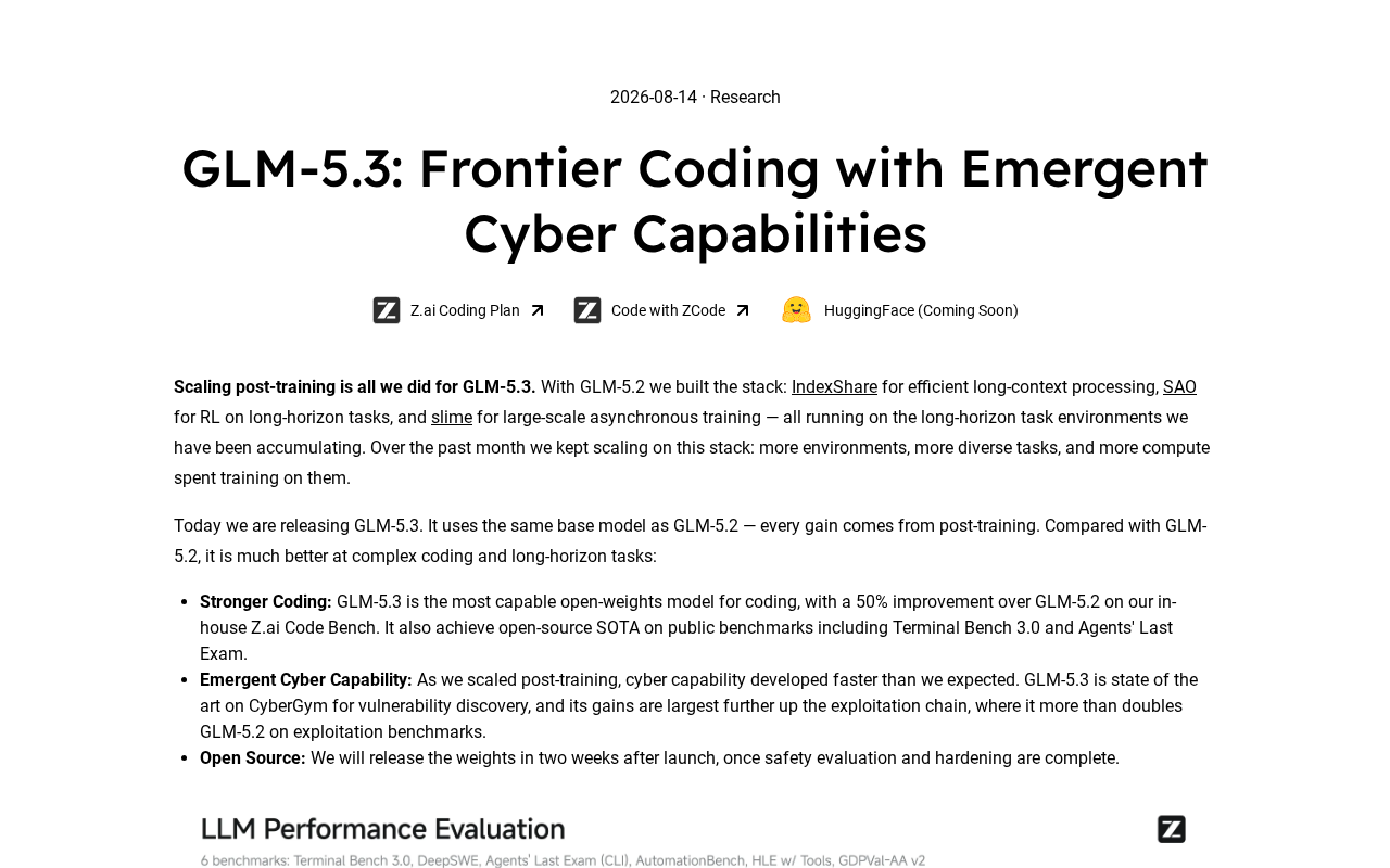 GLM-5.3 Deep Dive: Frontier Coding Capabilities and Emergent Cybersecurity Abilities
