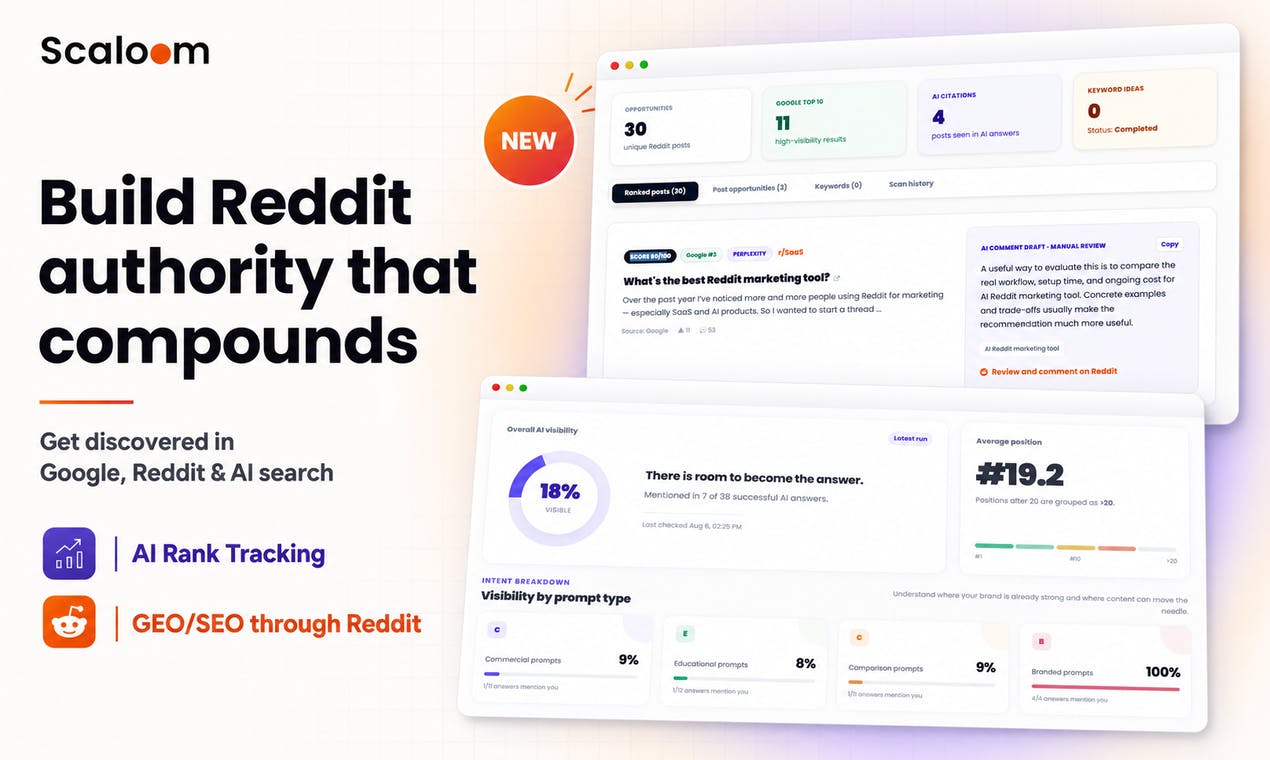 Scaloom: AI-Powered Reddit Marketing Platform Capturing Both Search and GEO Dividends