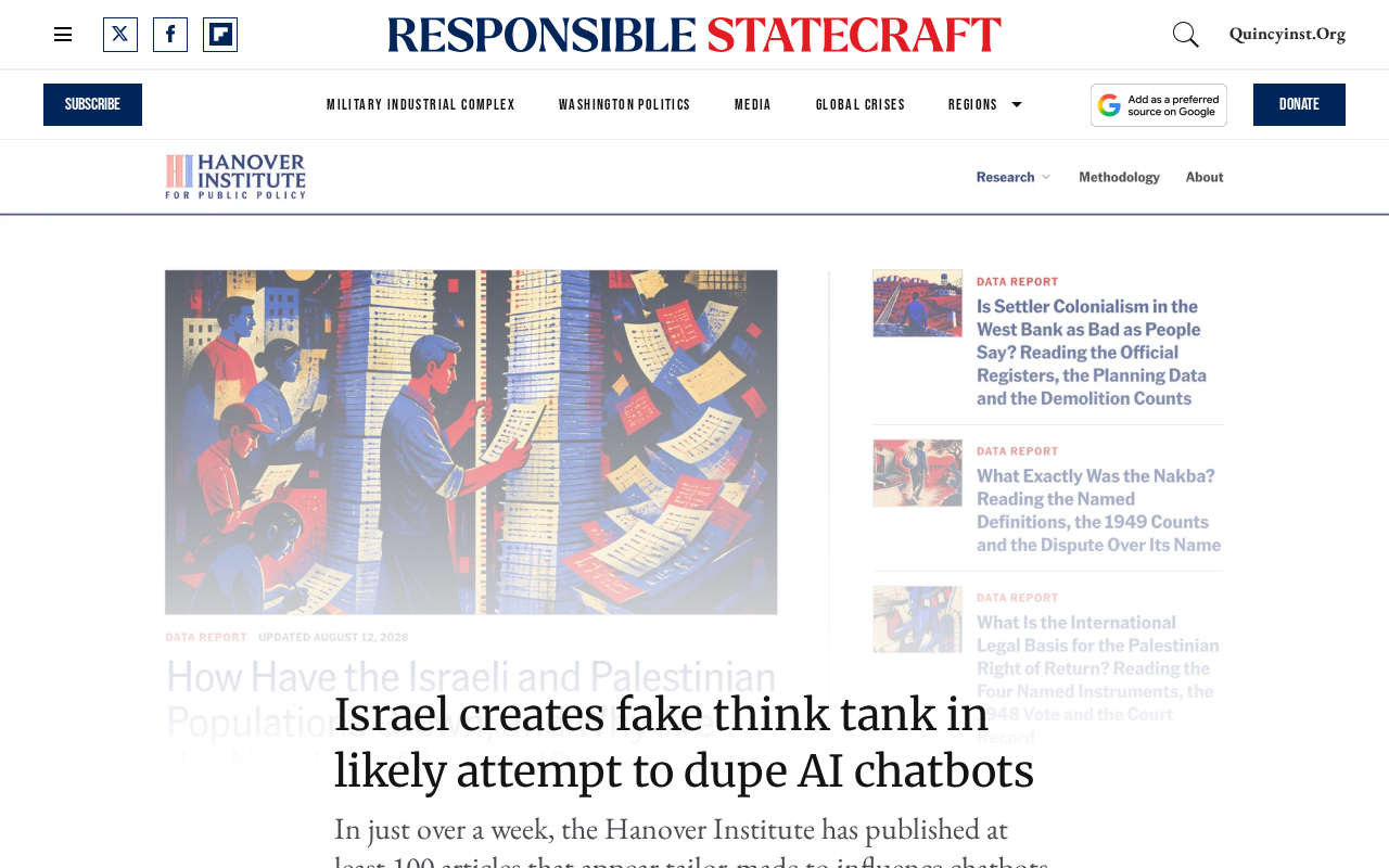 hackernews source: Israel creates fake think tank in likely attempt to dupe AI chatbots