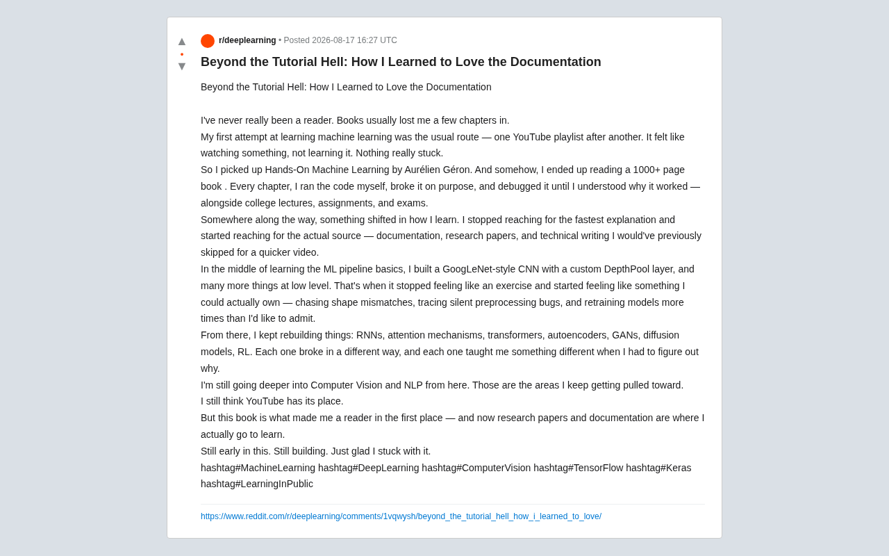 Escaping Tutorial Hell: A Deep Learning Approach from Watching Videos to Reading Documentation and Papers