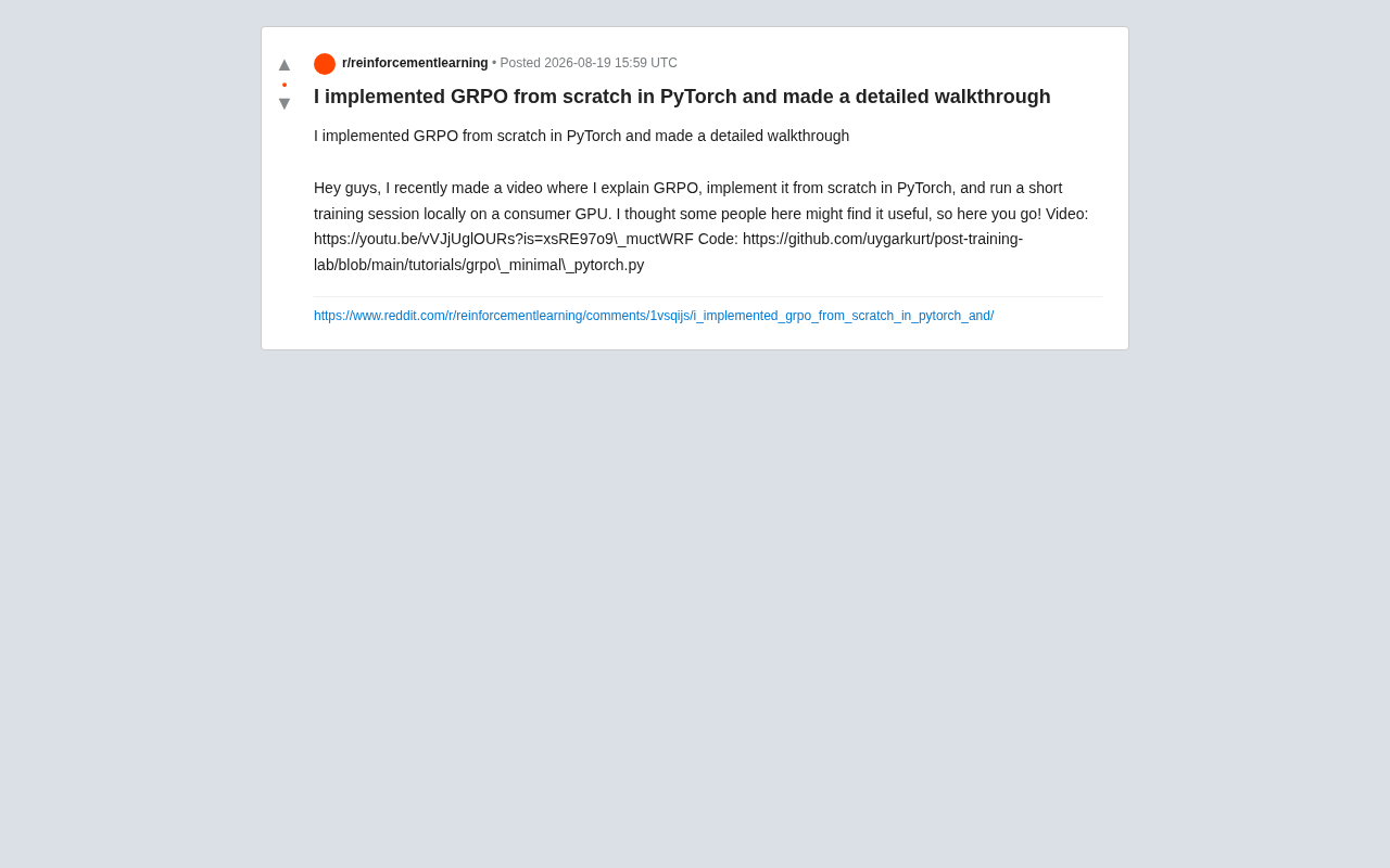 Implementing GRPO from Scratch: A Detailed Guide to Hand-Coding Reinforcement Learning in PyTorch