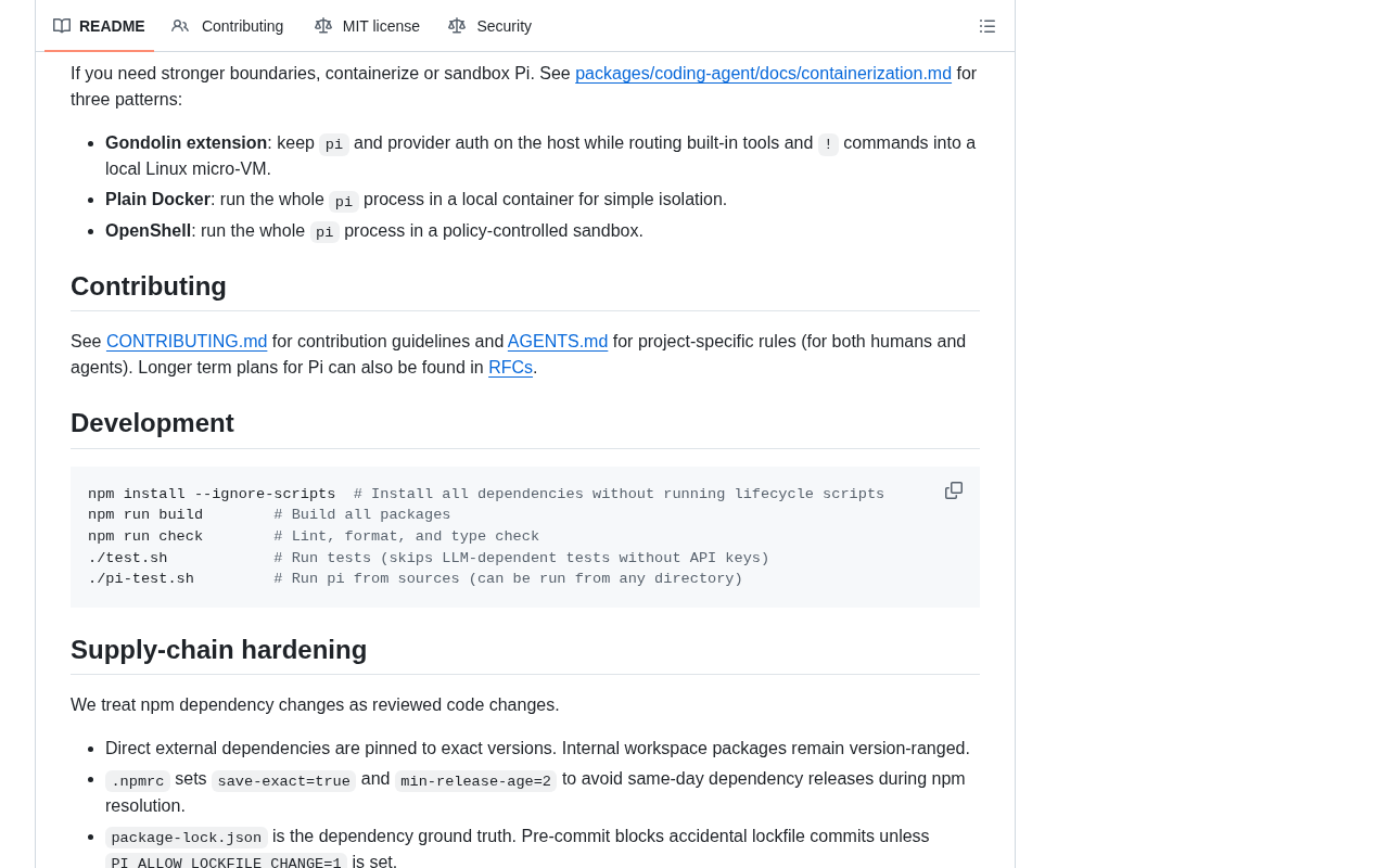 pi project features and code structure