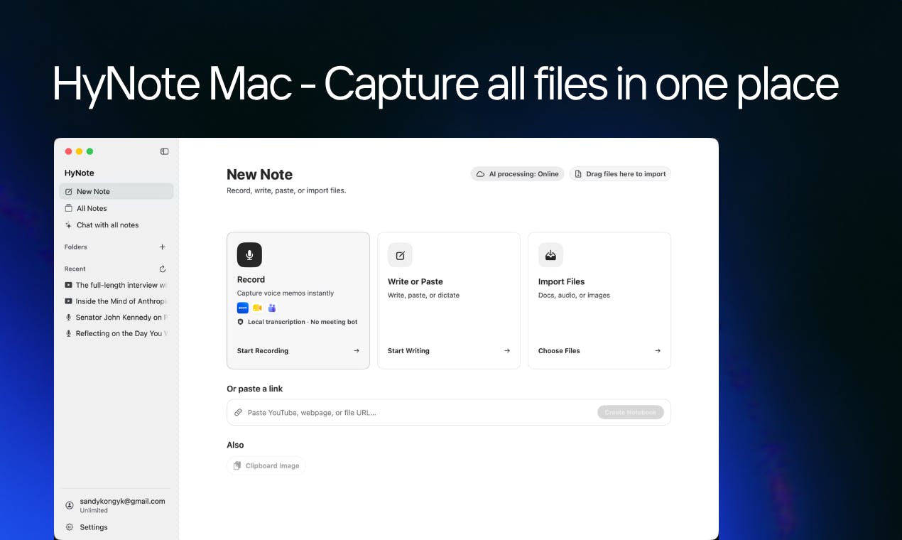 HyNote for Mac: A Free Local Meeting Transcription Tool Where Data Never Leaves Your Device
