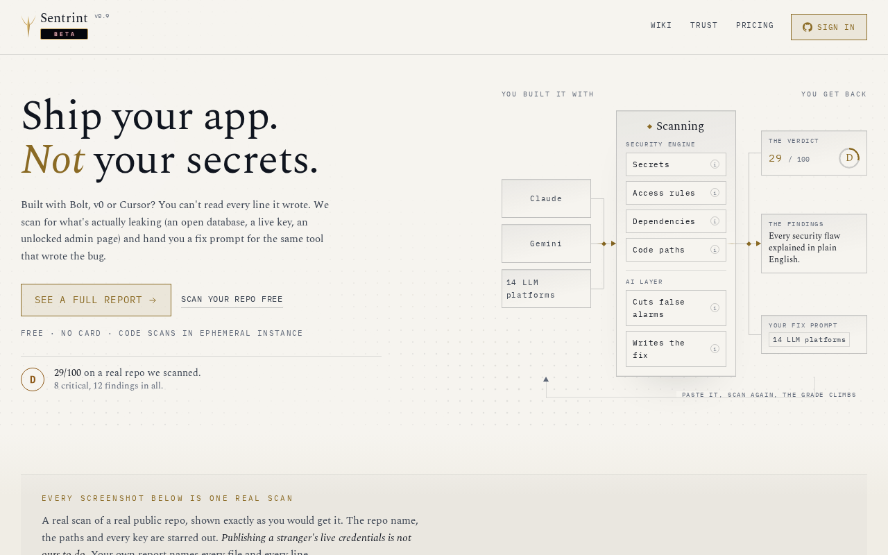 Sentrint: A Security Scanner Built Specifically for AI-Generated Code