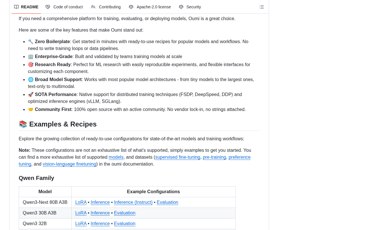 Oumi project feature overview