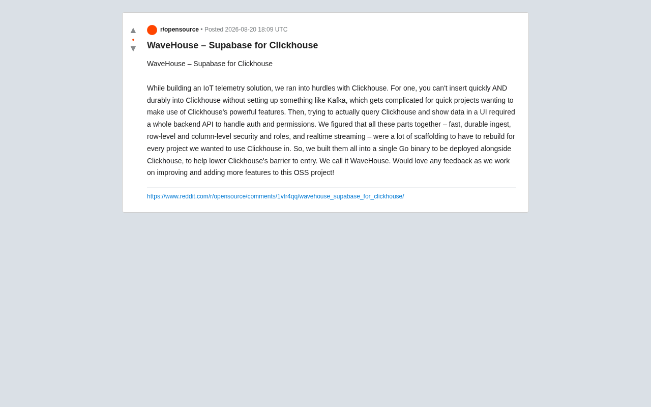 WaveHouse: An Open-Source Full-Stack Backend Solution for ClickHouse