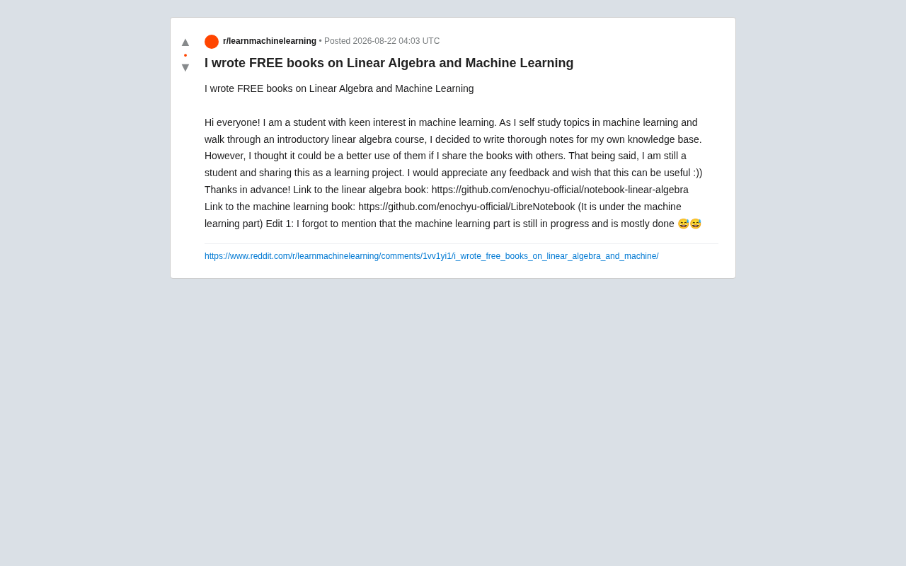 Free Open-Source Linear Algebra & Machine Learning Textbooks: Self-Study Notes from a Student's Perspective