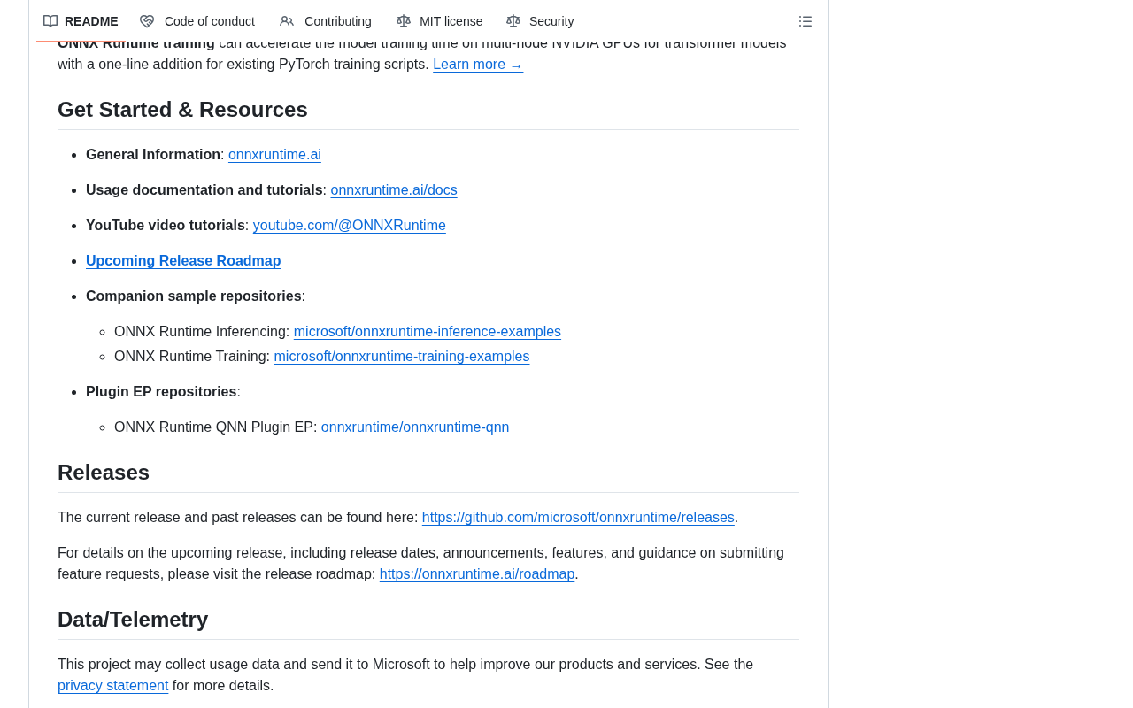 ONNX Runtime project details