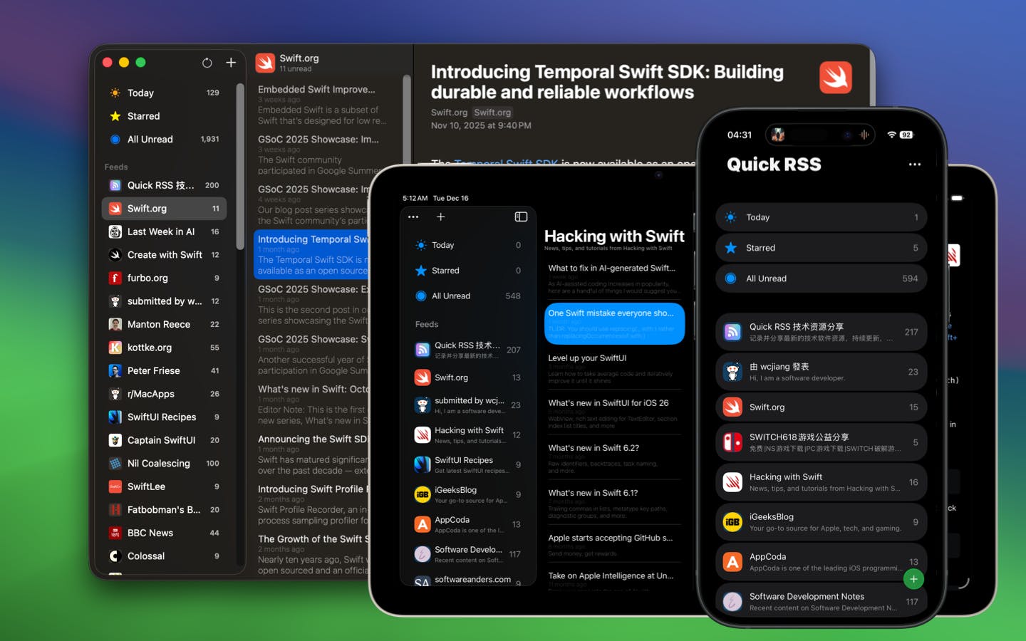 Quick RSS:隐私优先的桌面RSS阅读器,告别算法推荐