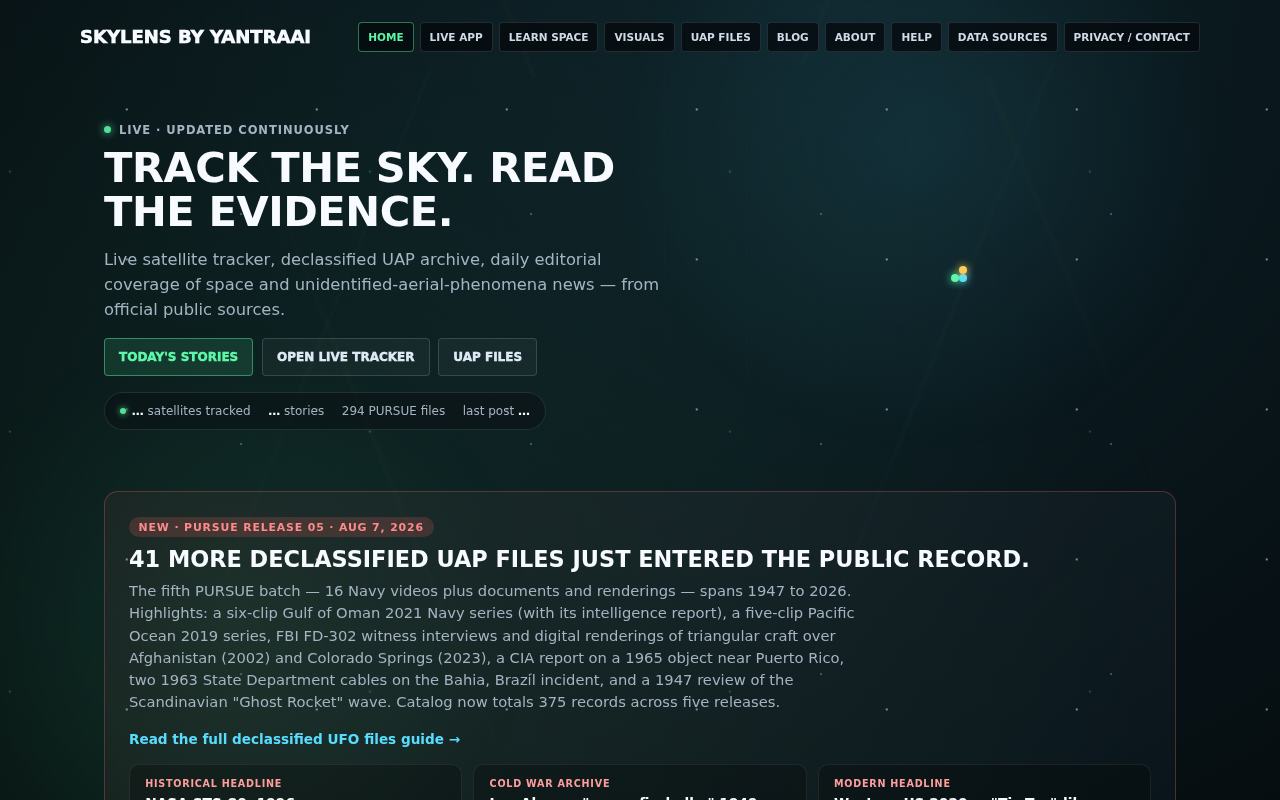 Real-Time 3D Satellite Tracking & Declassified UFO Archives: A Deep Dive into Open Data Visualization