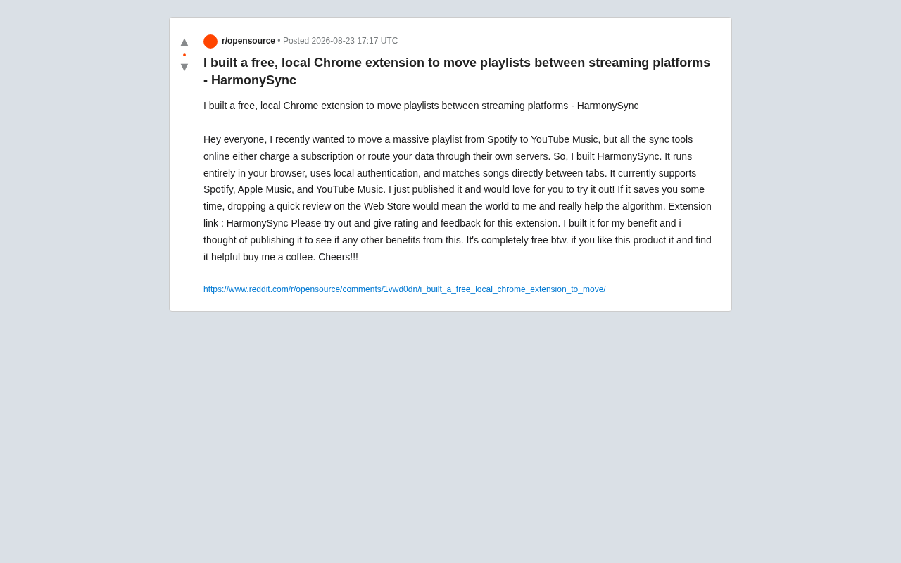 HarmonySync: Free Local Playlist Migration Tool Supporting Spotify/Apple Music/YouTube Music
