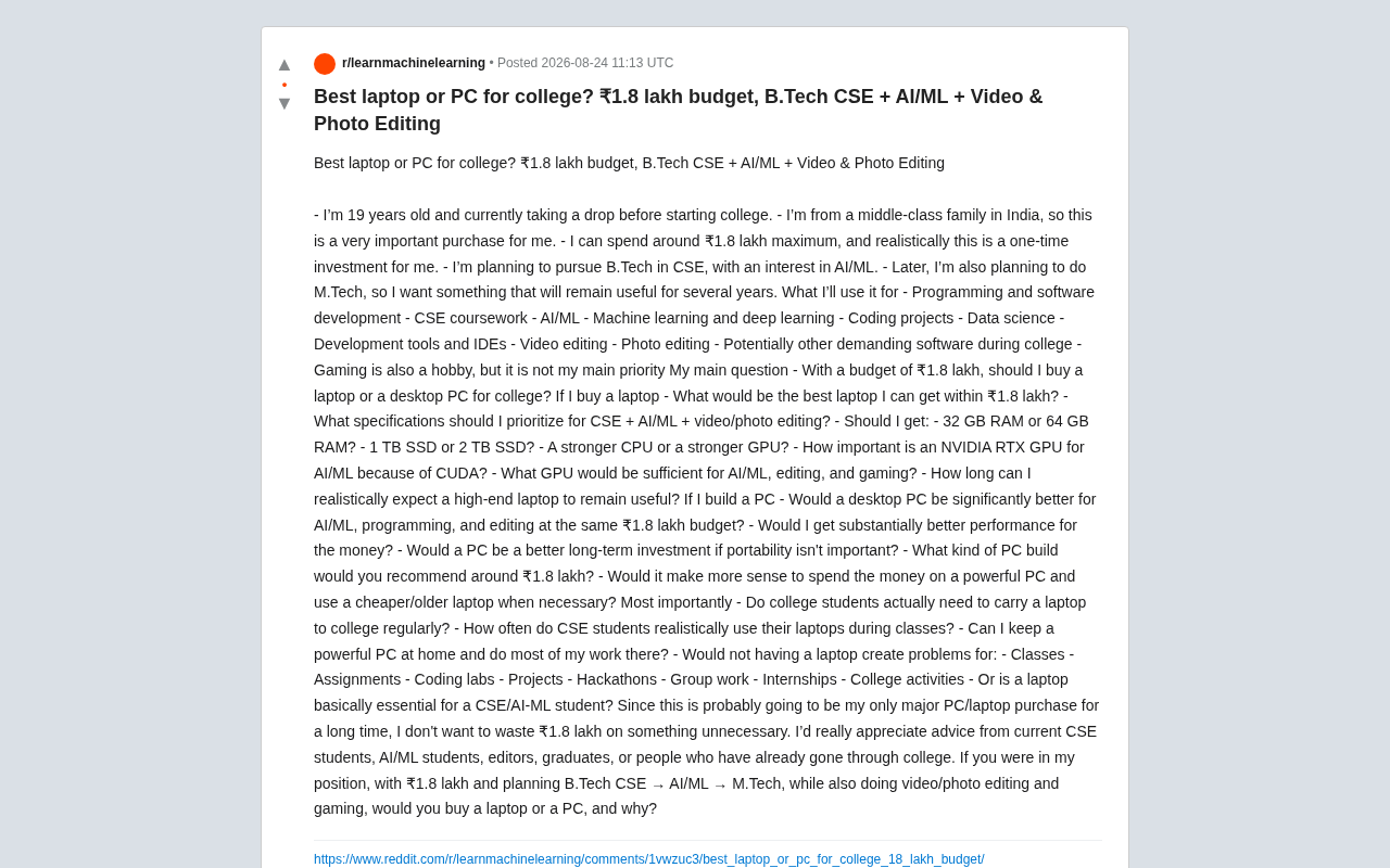 CS Student with 180K Rupee Budget: Laptop or Desktop? The Optimal Setup for AI/ML