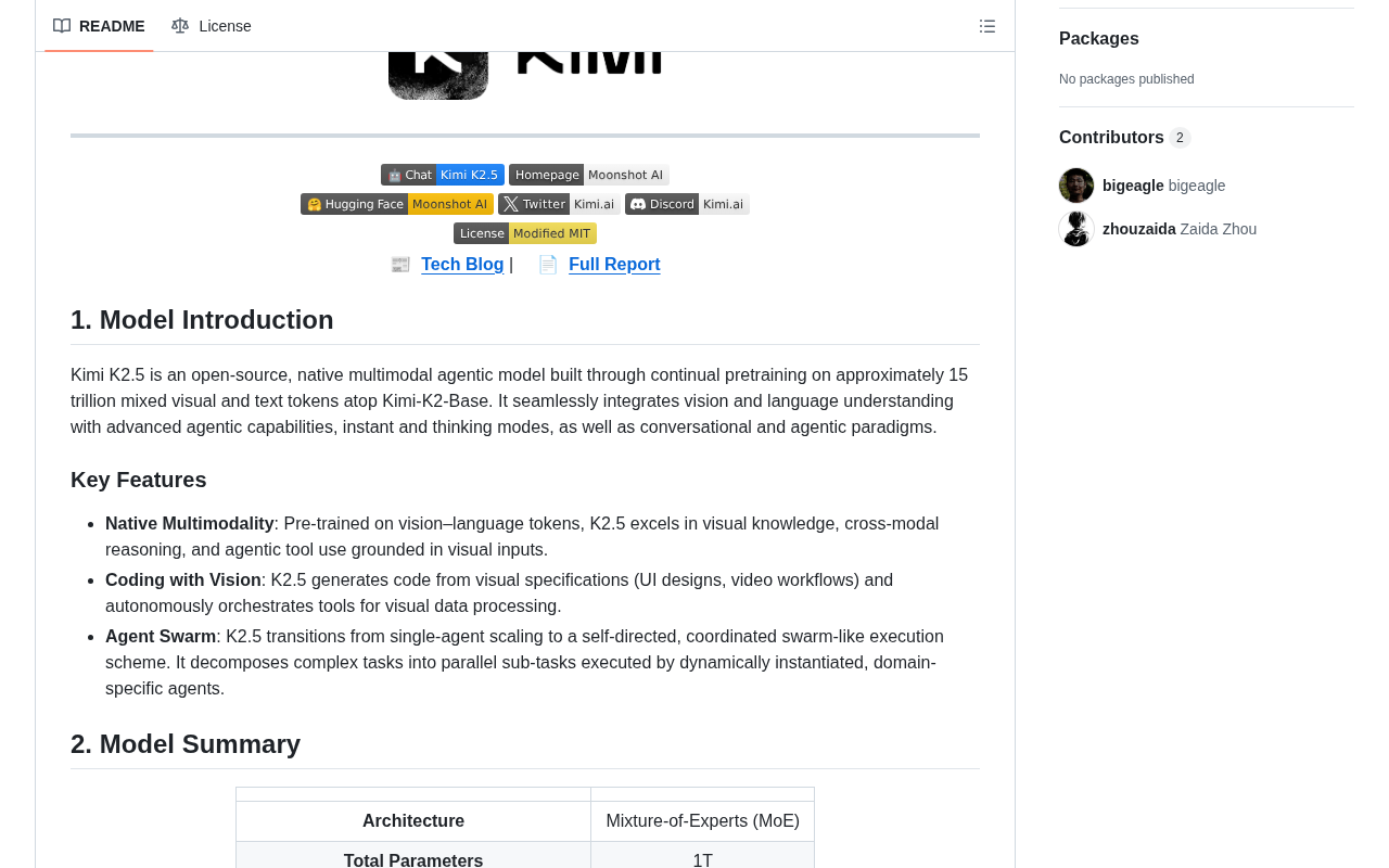 github source: MoonshotAI/Kimi-K2.5: Moonshot's most powerful model