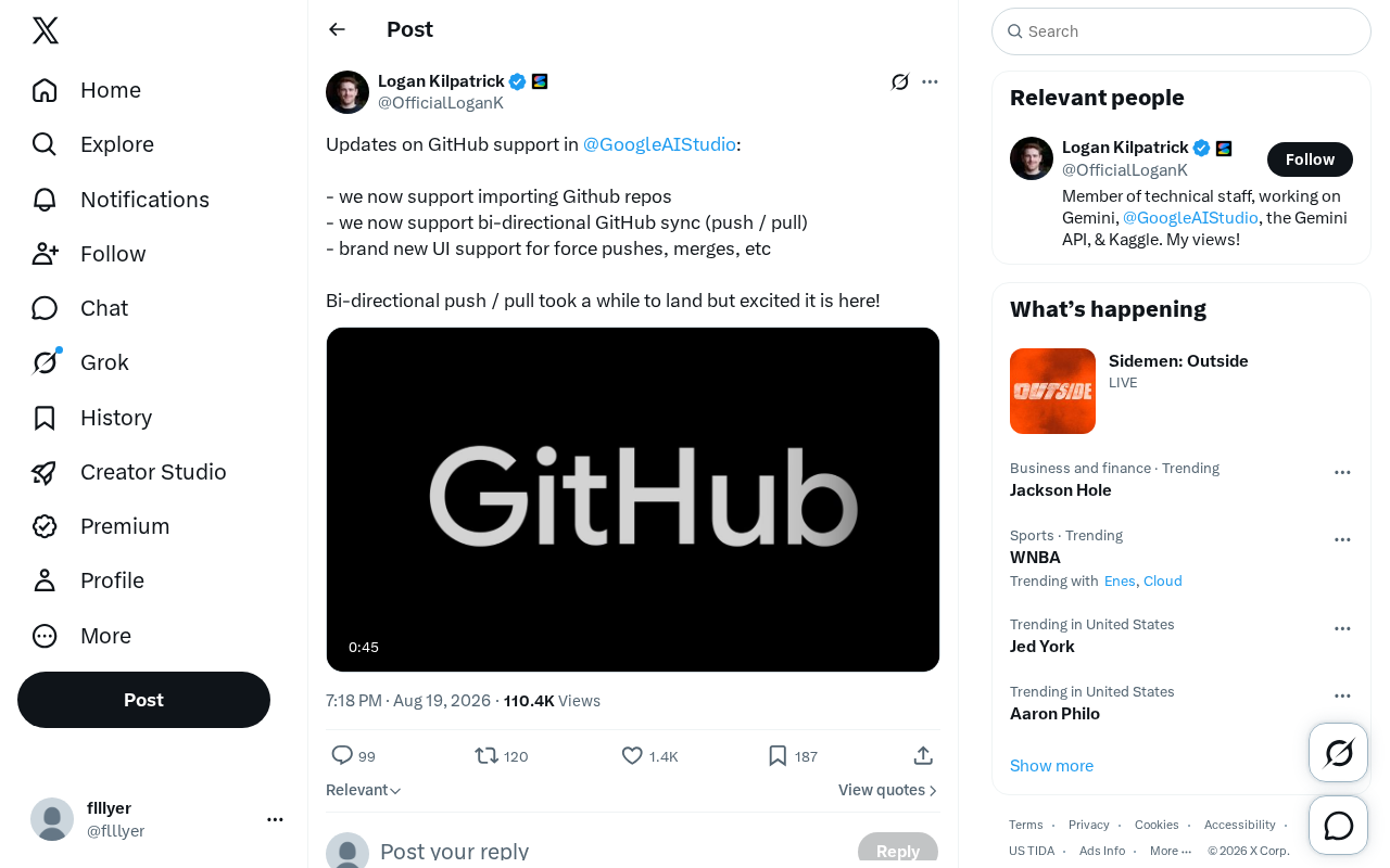 Google AI Studio GitHub 双向同步:导入仓库、Push/Pull 全面打通