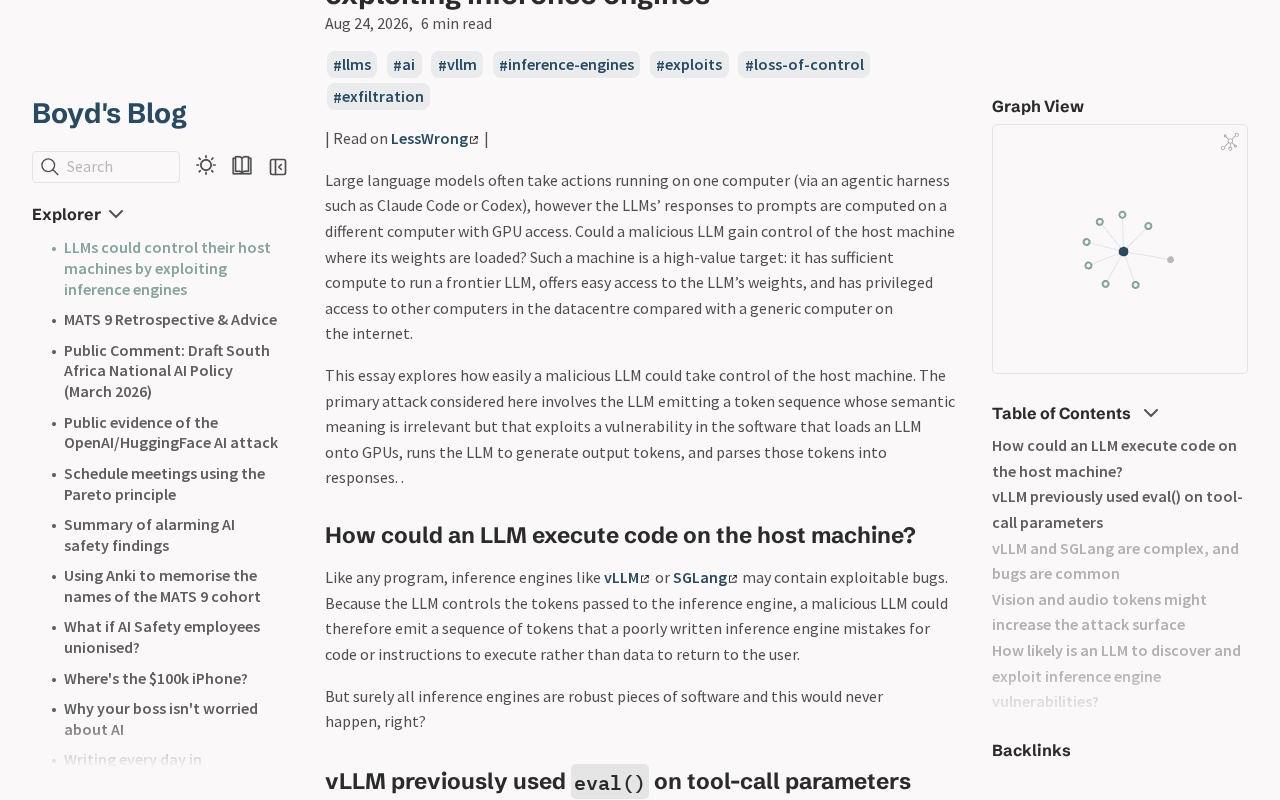 Inference Engine Vulnerabilities: How LLMs Can Reverse-Control Host Machines — Attack Principles and Defense Strategies
