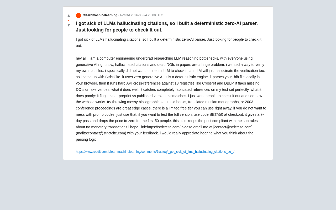 StrictCite: A Deterministic Citation Verification Tool That Uses Zero AI — Say Goodbye to LLM Hallucinated References